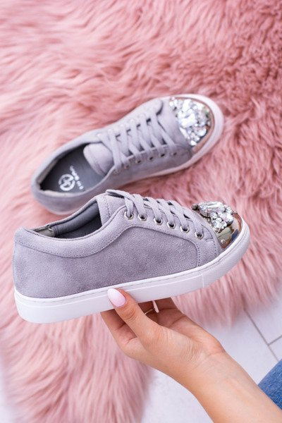 Baskets Lu Boo grises avec cristaux brillants