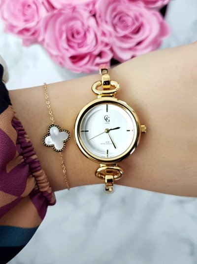 Montre-bracelet Mega dorée de luxe pour femme