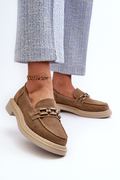 Mocassins pour Femme en Daim à Talon Plat et Décoration D&A TW101 Marron