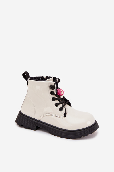 Bottes pour enfants isolantes en cuir verni avec boucle Ours Blanc Jovellea