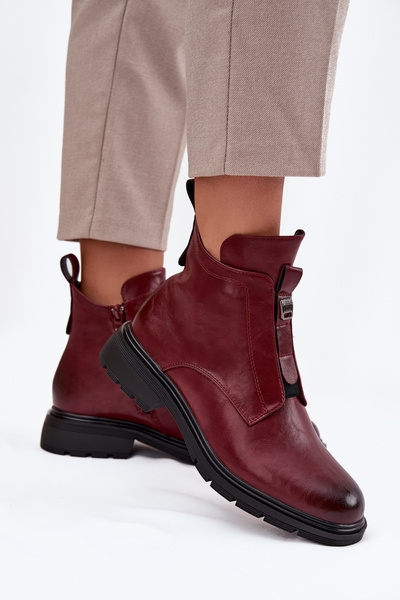 Botine pentru femei izolate cu fermoar detaliu decorativ Bordeaux Roselle
