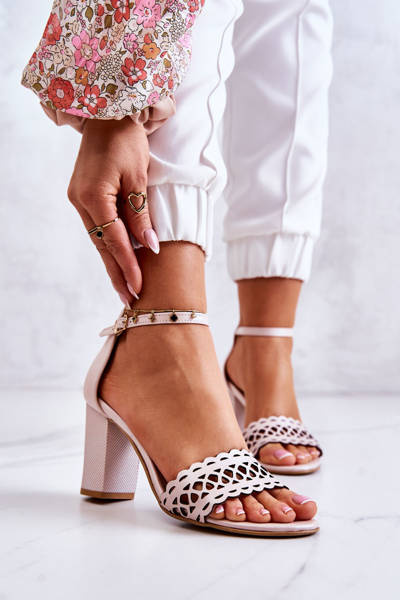 Sandale din piele Openwork Lewski 2869 Pearl Pink