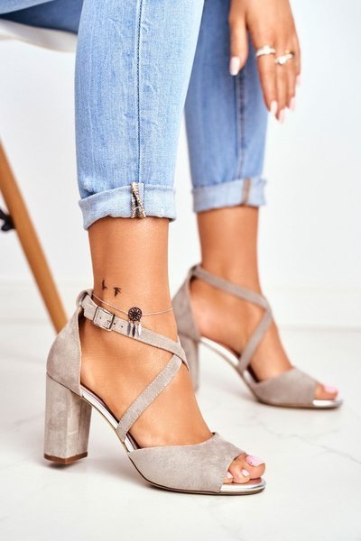 Suede Stiletto Sandals Sergio Leone SK865 Grey