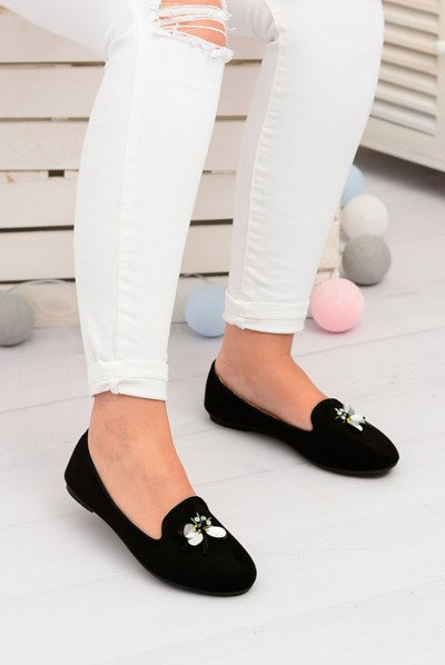 Ballerine Lords à lacets en daim noir pour femmes Veni