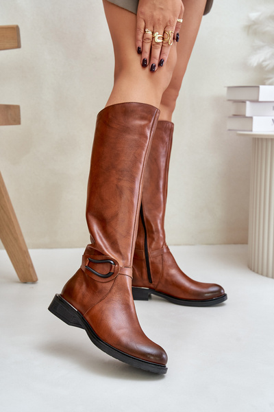 Zazoo 70140 bottes hautes en cuir pour femmes isolées marron