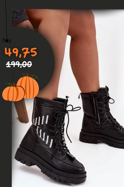 Botine cu șiret pentru femei Vinceza 23-34586 Negru