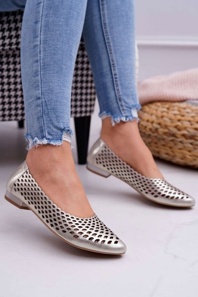 Ballerines Femme En Cuir Doré Exquis 1107/1