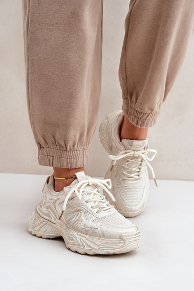 Női Sneakers Kopással A Platformon Bézs Seladwen