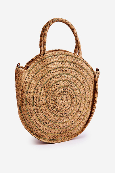Sac Besace Rond Avec Fil Brillant Beige