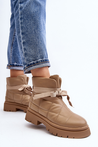 Botine de dama imblanite Bej Bizzanti