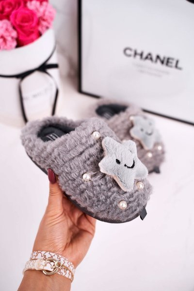 Children's Insulated Home Slippers Grey Little Star