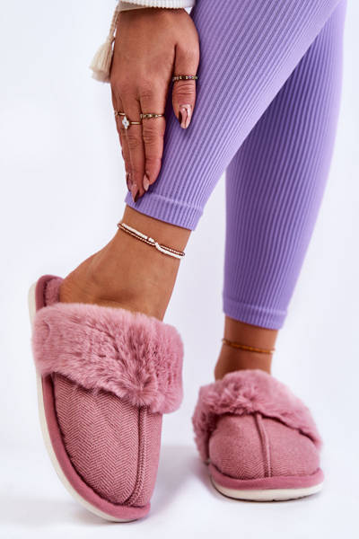 Chaussons Chauds Femme Avec Fourrure Rose foncé Franco