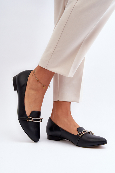 Zazoo 2885 Ballerines en Cuir avec Ornement Noir