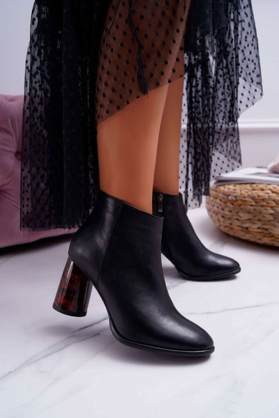 Laura Messi Bottines Stiletto En Cuir Pour Femmes Noir 2056