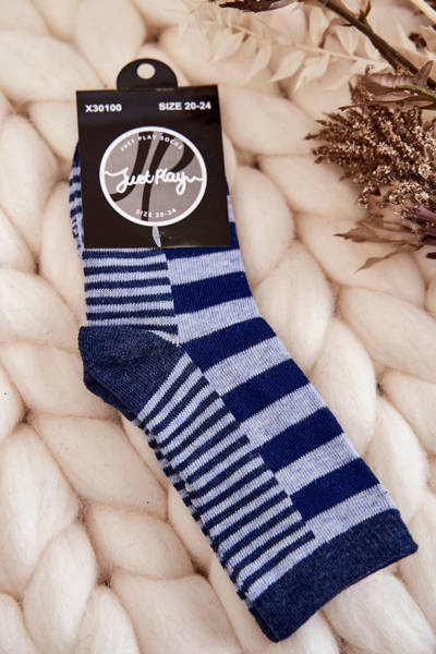 Chaussettes classiques enfant à rayures et rayures bleu marine