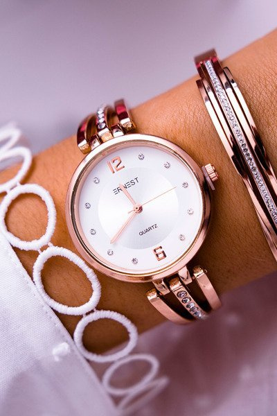 Moteriškas laikrodis Ernest Zirconia Pink Gold Alendi