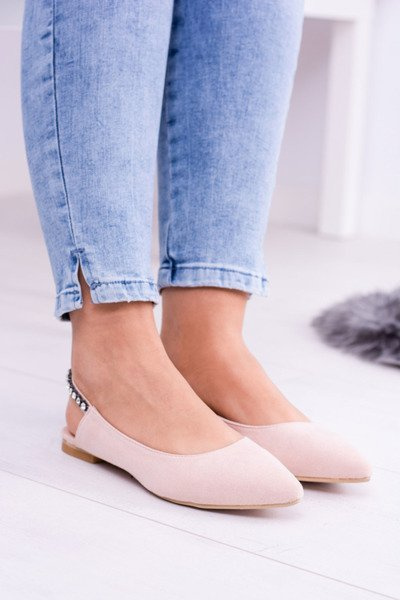 Lu Boo Rosa Wildleder Zirkonia Spitze Ballerinas Macron