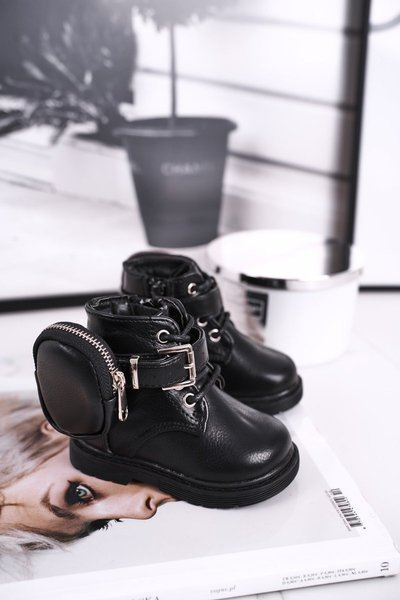 Bottes enfant avec fourrure chaude petit sac noir Twinkle