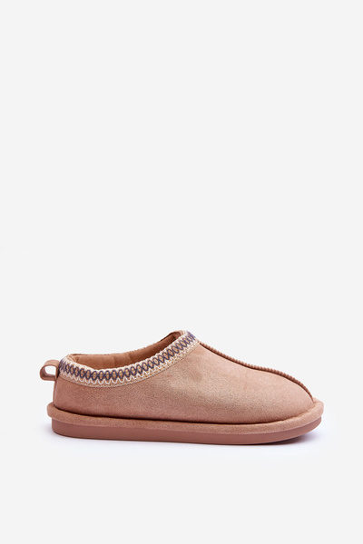 Chaussons Femme En Daim Avec Fourrure Beige Polinna