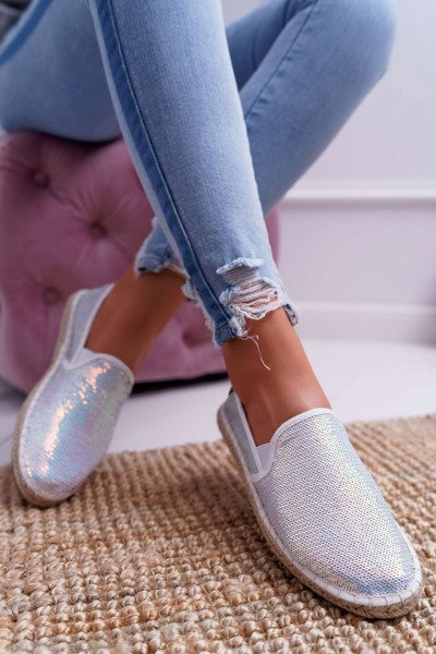 Női Espadrilles Big Star irizáló flitterek fehér DD274A162