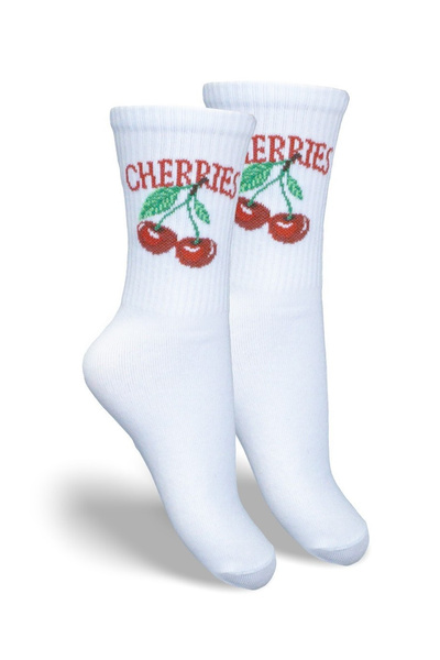 Sosete Copii Tineret CHERRIES Albe
