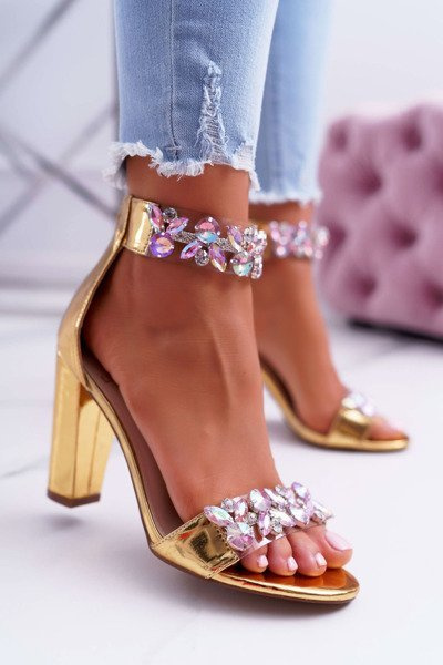 Lu Boo Gold Mirror Zircon Lambada Sandals