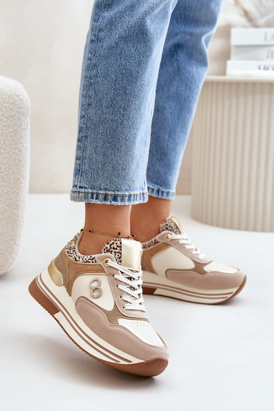 Baskets Femme Plateforme Beige Debizia
