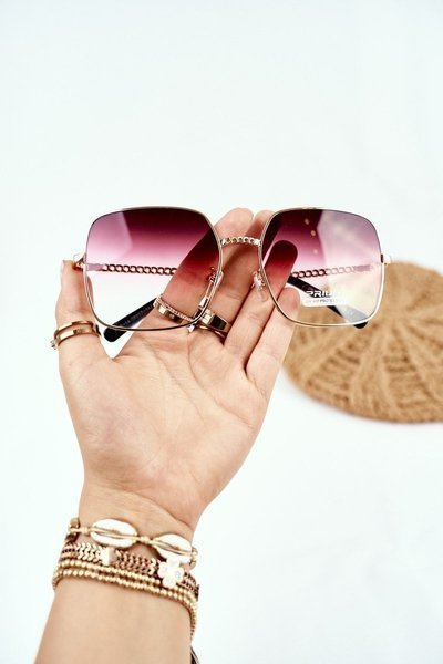 Ochelari de soare pentru femei Prius Pre-14 Gold Pink Gradient Oglindă închisă