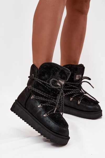 Damenturnschuhe auf Plattform mit Fell D.Franklin DFSH37005 Schwarz
