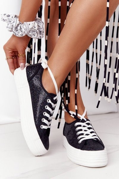 Baskets Paillettes Sur Plateforme Noir Luna