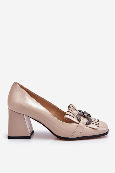 Escarpins Confortables En Cuir Verni Beige Mercy