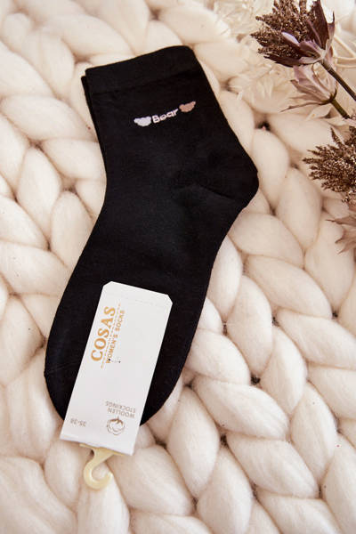Chaussettes Cosas Femme Unies En Coton Noir