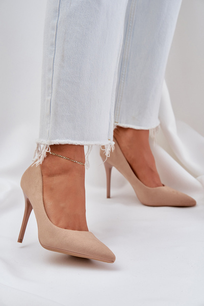 Klassische High Heels Aus Eco Wildleder Beige Navinda