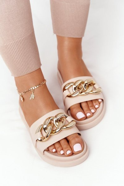 Plateau Flip Flops mit Kette Nude Urlaub