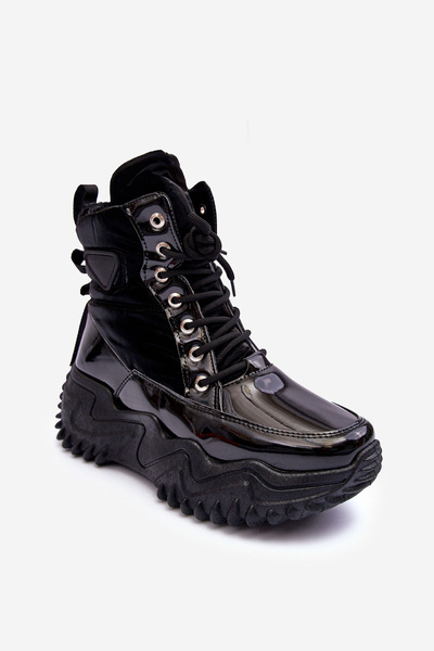 Gefütterte Stiefel Auf Massiver Plattform Schwarz Lanleh