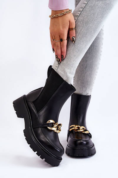 Warmer Damenstiefel mit Frontverzierung Schwarz Tilda