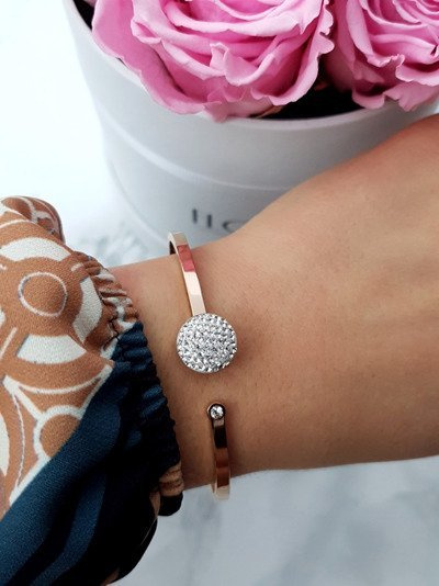 Bracelet Femme Acier Or Rose Cristaux Roxa
