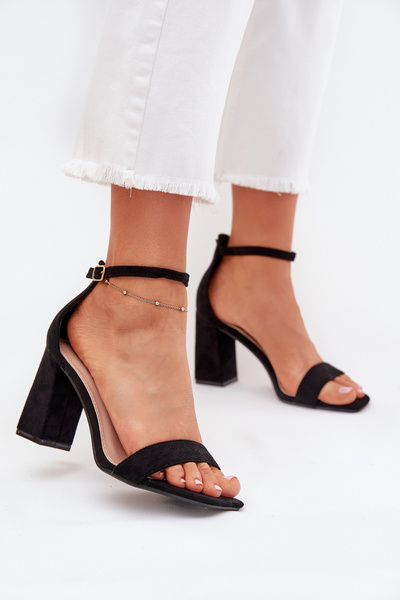 Damen Sandalen Mit Absatz Aus Eko Wildleder Schwarz Elirae