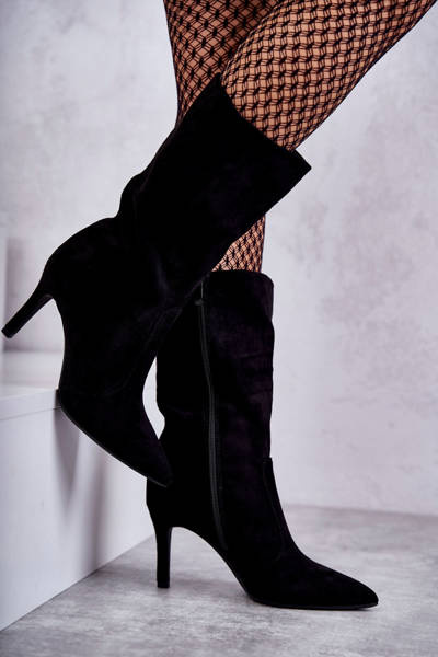 Wildleder High Heel Stiefel Schwarz Arison