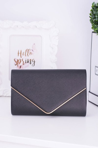 Elegante schwarze Clutch-Tasche, vergoldete Beschläge