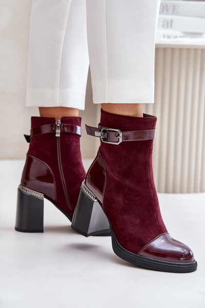 Bottes isolées à talons pour femmes avec boucle décorative MR880-085 Bordeaux D&A