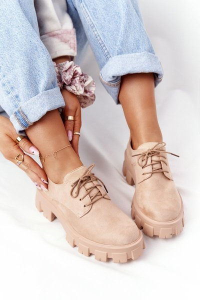 Női velúr Oxfords Brogues Nude Imogen platformon