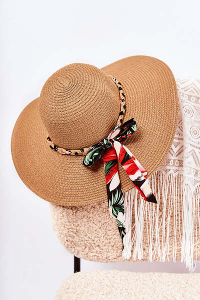Chapeau Femme Avec Bande Colorée Camel Marsela