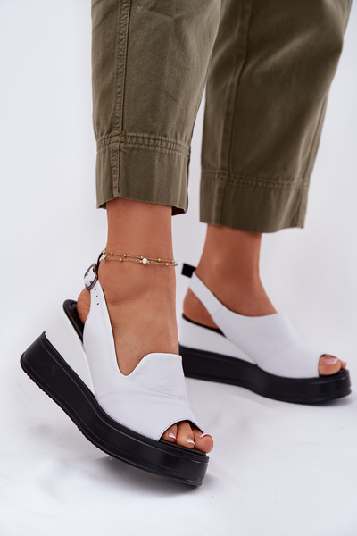 Sandale Din Piele Pentru Femei Cu Toc Artiker 52C0483 Albe