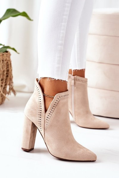 Stiletto-Stiefel mit Absatz Beige Sally