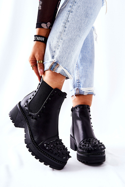 Strassbesetzte Slingback-Stiefel Schwarz Comonis