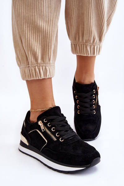 Chaussures De Sport En Daim Sur Plateforme Noir Riverside