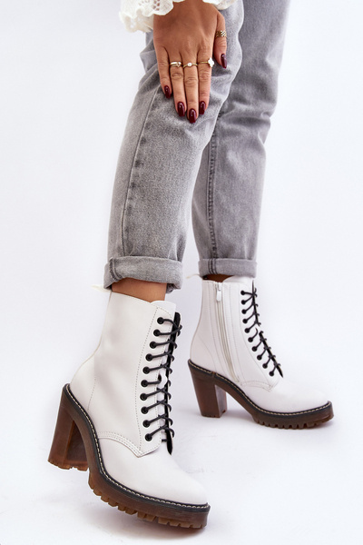 Weiße Damen Schnürstiefeletten Arove