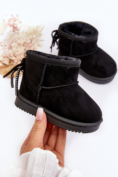 Bottes de Neige Enfant à Franges Fourrées Noir Mikyla