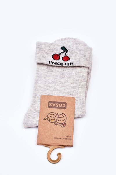 Șosete de bumbac pentru copii cu cireșe Cosas Gray